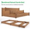 48.6 x 48.6 x 21in Raised Garden Bed Horticulture Outdoor Elevated Flower Box Tiered Garden Bed Wooden Vegetables Brown