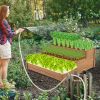 48.6 x 48.6 x 21in Raised Garden Bed Horticulture Outdoor Elevated Flower Box Tiered Garden Bed Wooden Vegetables Brown