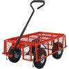 Steel Garden Cart, Steel Mesh Removable Sides, 3 cu ft, 550 lb Capacity, red