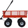 Steel Garden Cart, Steel Mesh Removable Sides, 3 cu ft, 550 lb Capacity, red