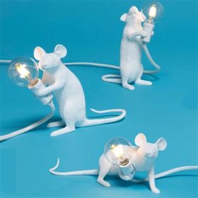 Nordic Creative Mini Animal Mouse Lamp Living Room Dining Room Bedroom Clothing Store Personalized Eye Protection Gift Resin Table Lamp (Option: White combination-3pcs-AU)