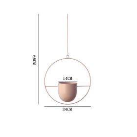 Modern Planter Flower Pot Plant Holder Metal Hanging Planter (Color: Gold-round)