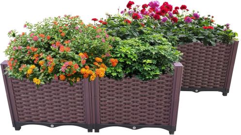 Plastic Raised Garden Bed, Set Planter Grow Boxes for Indoor & Outdoor Vegetable Fruit Flower Herb Growing Box (size: 2 Pack)